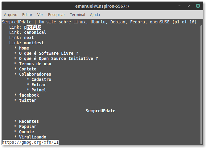 como acessar facebook pelo terminal