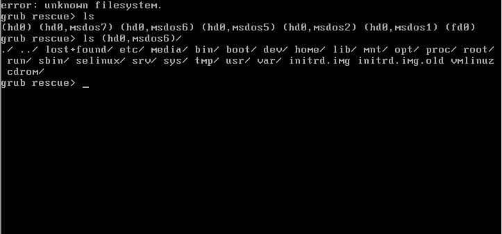 como corrigir o erro do grub error unknown filesystem grub rescue 1