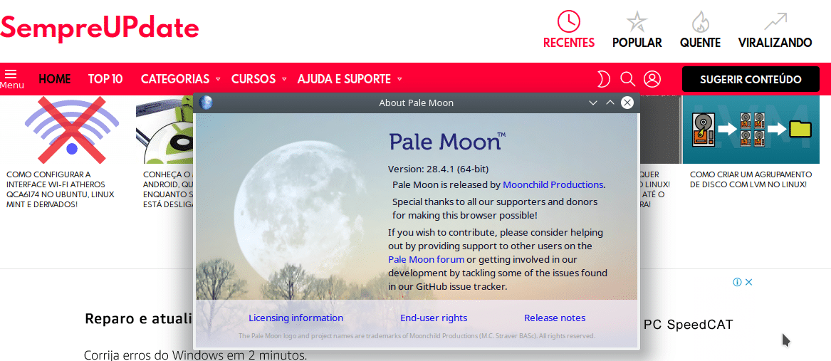 como instalar palemoon no linux 2019