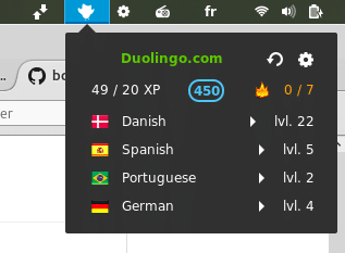 duolingo status para gnome shell