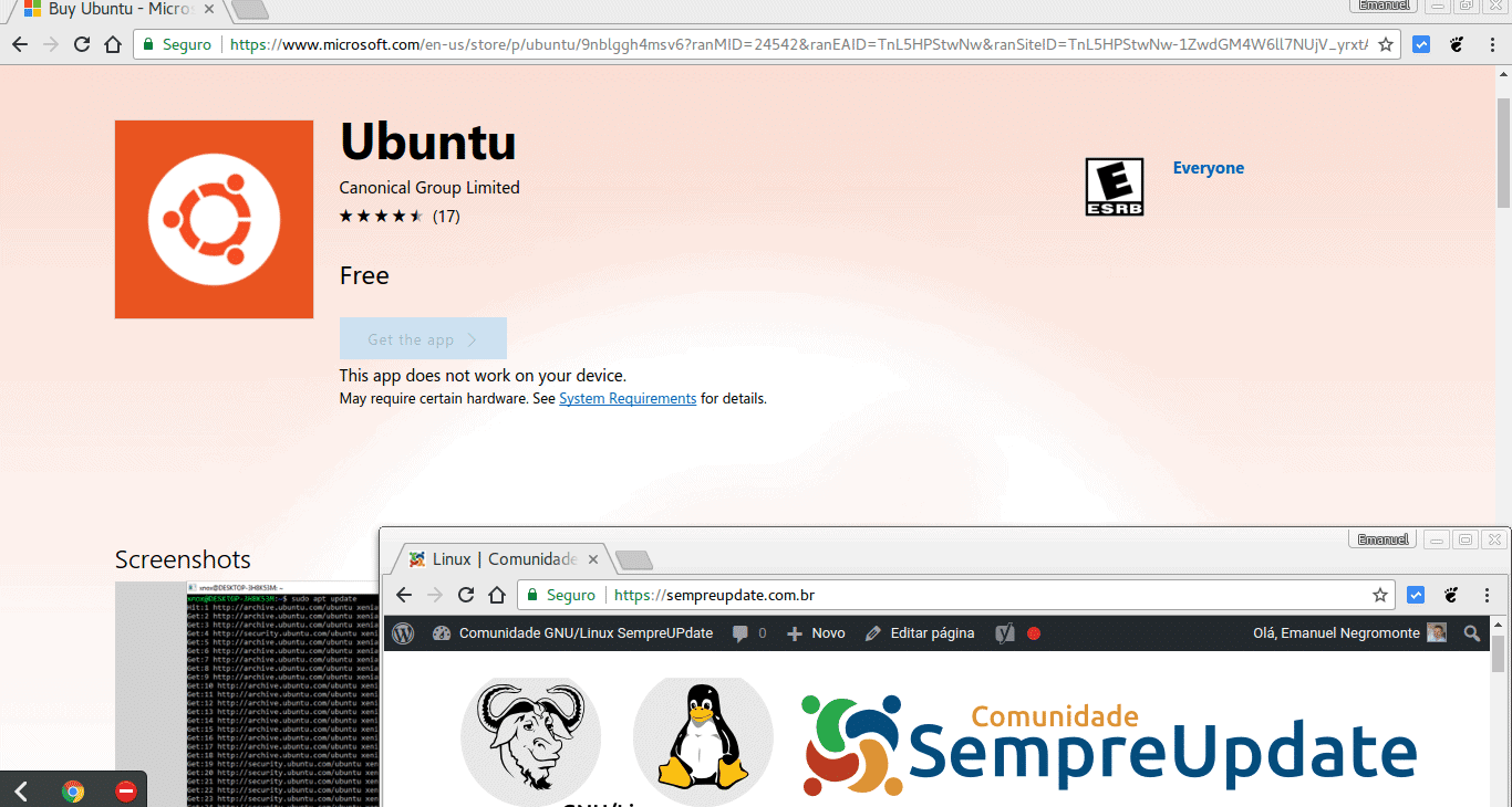 Ubuntu Windows 10 Windows Store 2017