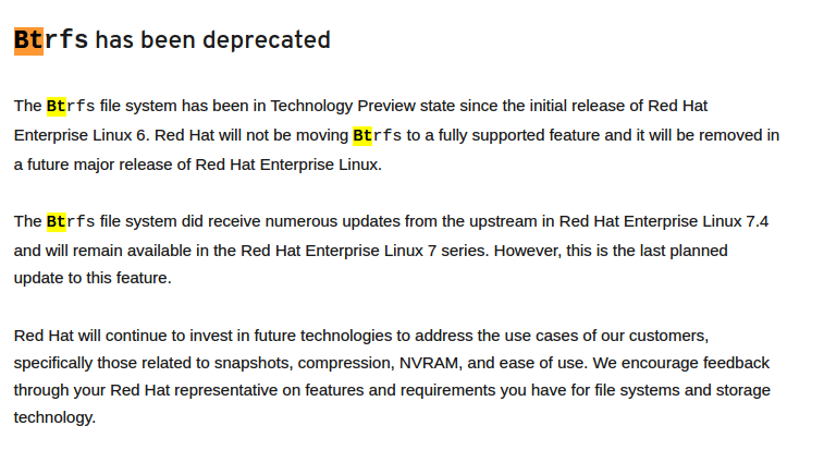 Red Hat Btrfs