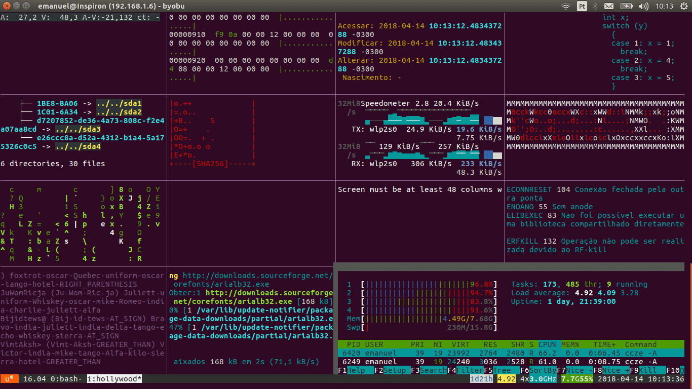 interface hacker dos filmes de Hollywood