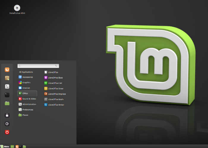 interface gráfica no Linux Mint