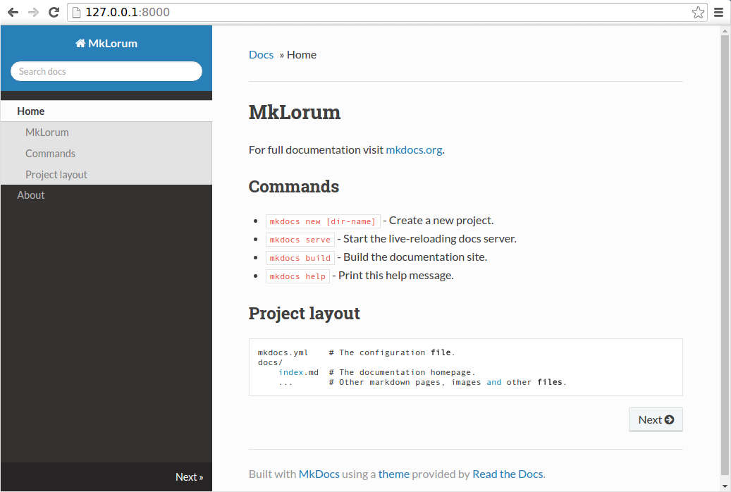 mkdocs 1