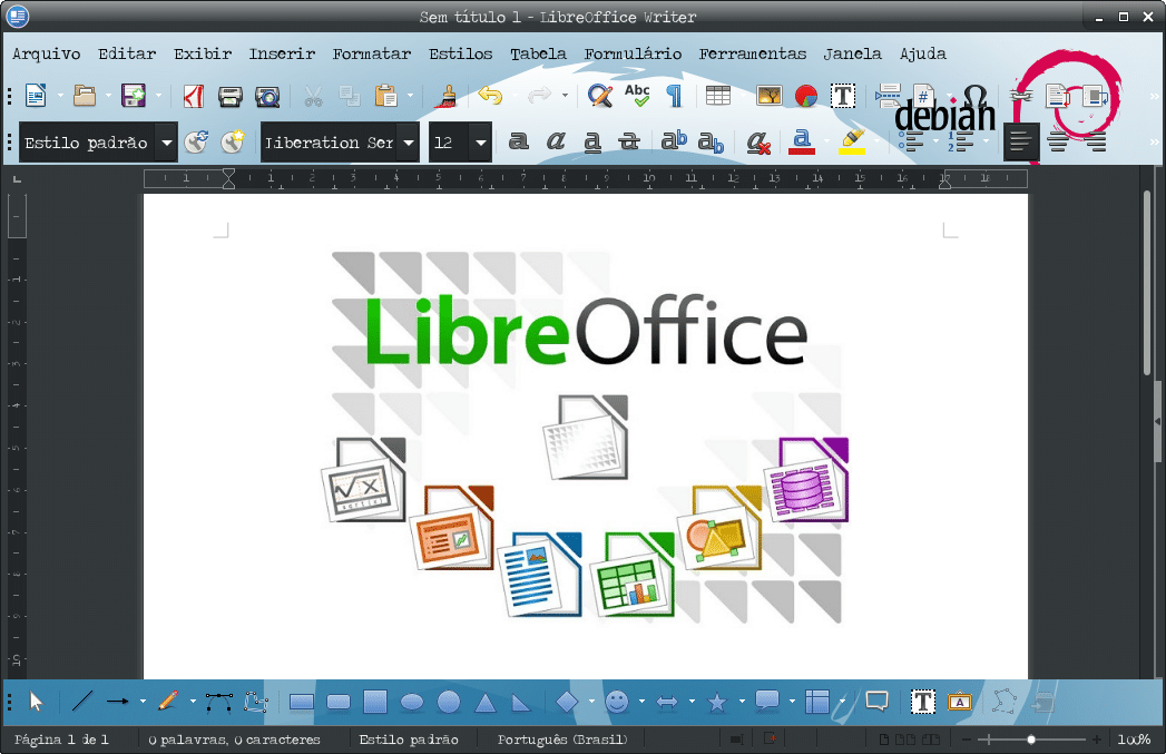 00 LibreOffice com tema Debian Linux 1