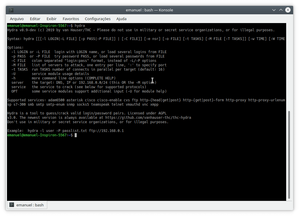 como instalar o hydra no linux 2019