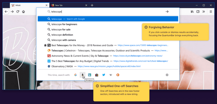 Firefox 68 terá mudanças na barra de endereços