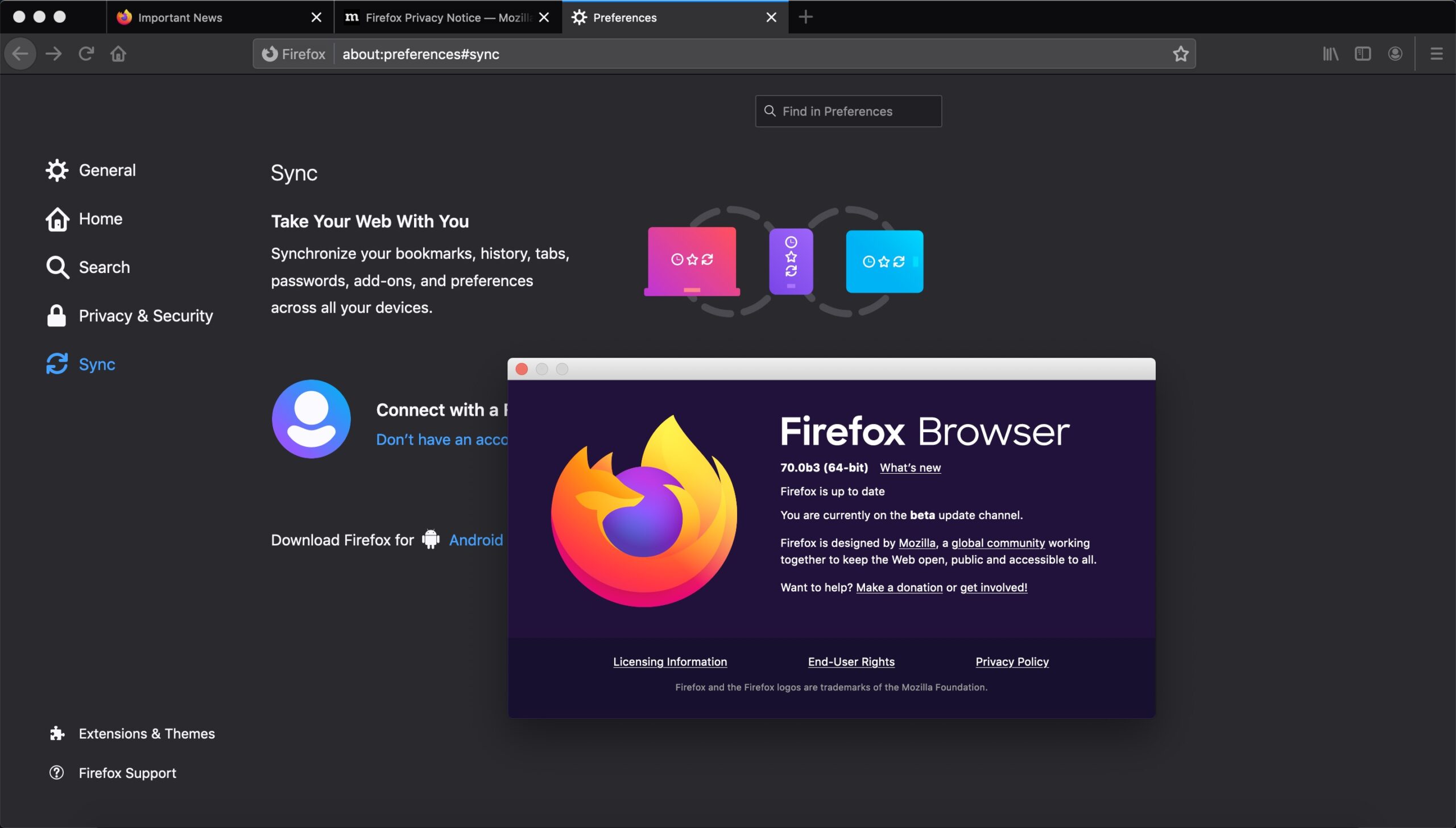 Firefox 70 terá suporte estendido ao modo escuro e novo logotipo