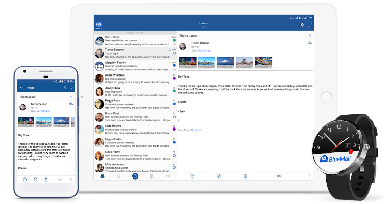 aplicativo de email e calendario BlueMail