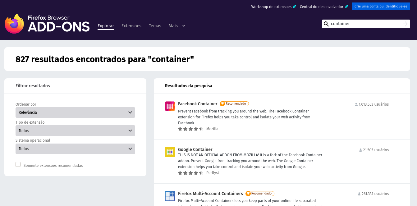 O que são contêineres do Firefox e por que todos os navegadores precisam deles