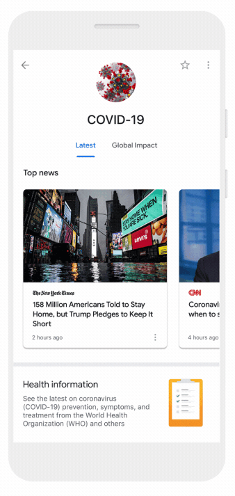 Google Notícias direcionará os usuários para informações locais sobre a COVID-19