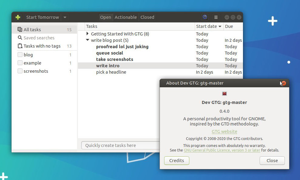 Ferramenta Getting Things GNOME está de volta