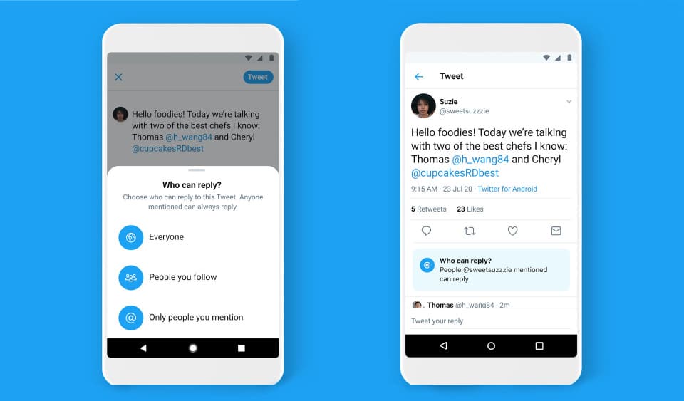 Recurso de limitação de resposta do Twitter agora está disponível para todos