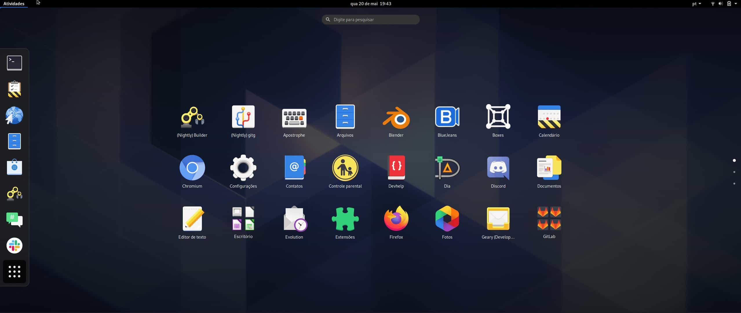 Grade de aplicativos do GNOME 40 agora rola horizontalmente