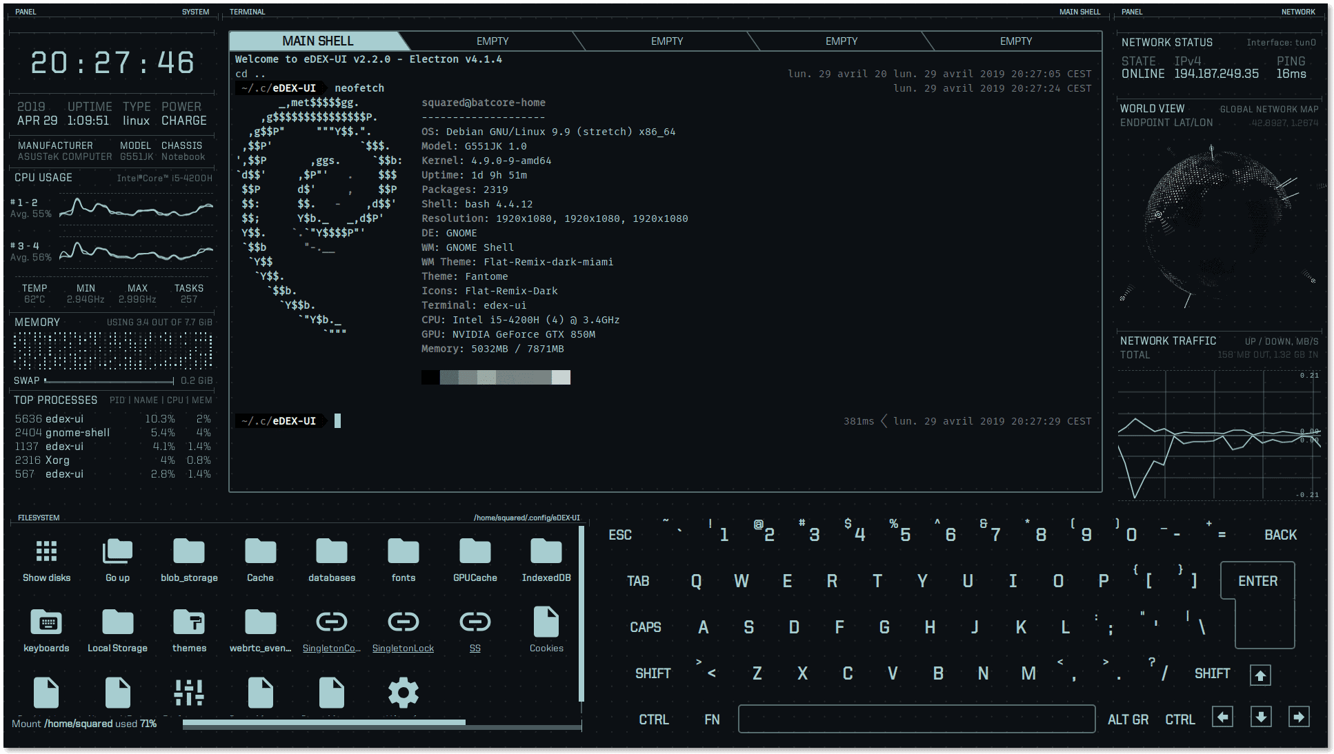 Conheça o emulador de terminal Linux eDEX-UI inspirado na ficção científica