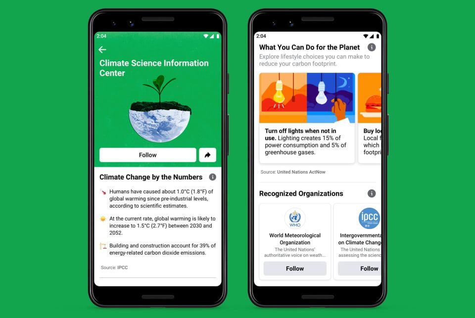 Centro de informações do Facebook destacará dados científicos sobre mudanças climáticas