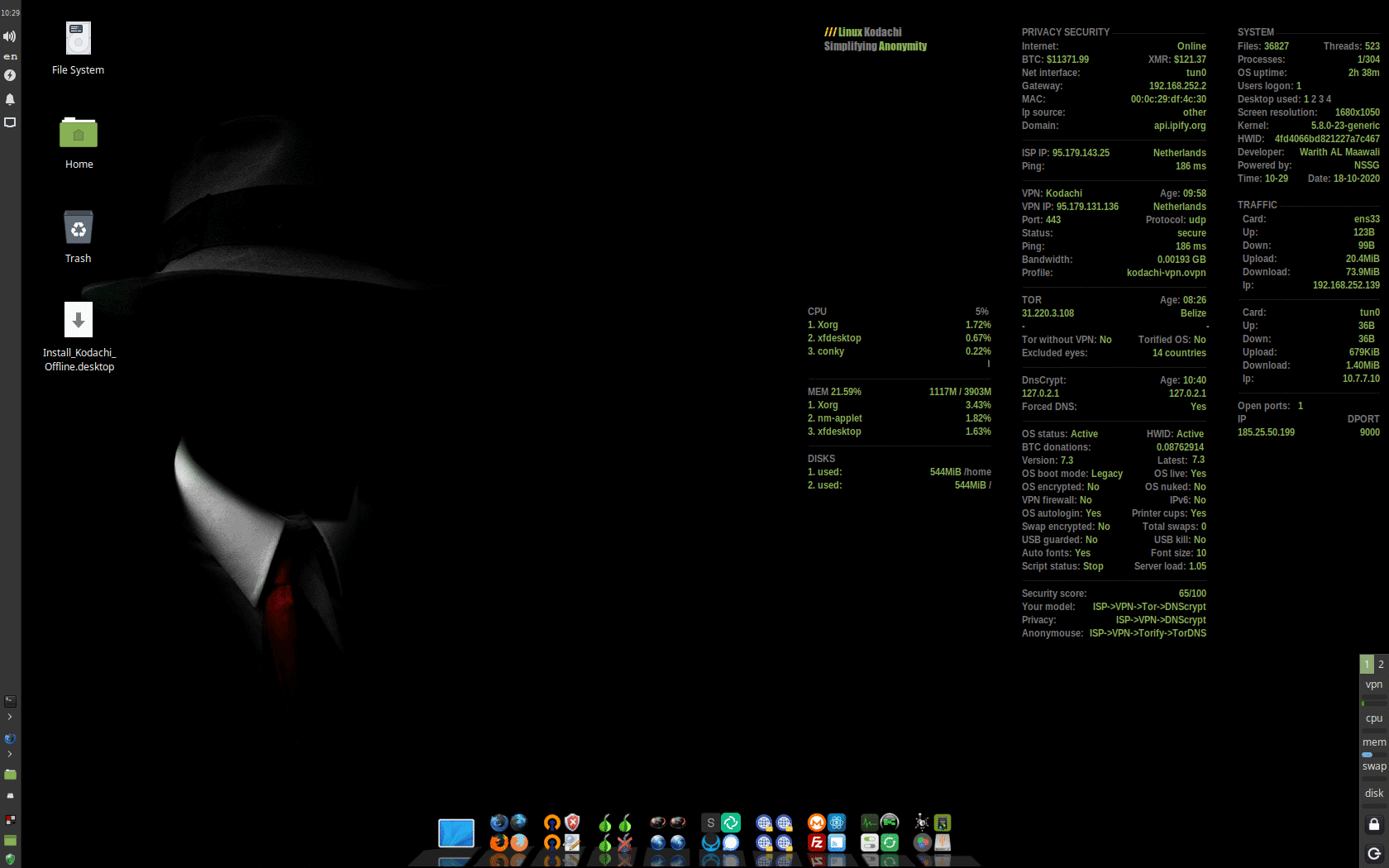 Lançado Linux Kodachi 7.3 com kernel 5.8 e uBlock Origin
