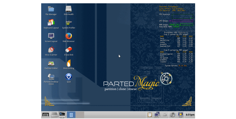 Parted Magic Distro muda para Xfce