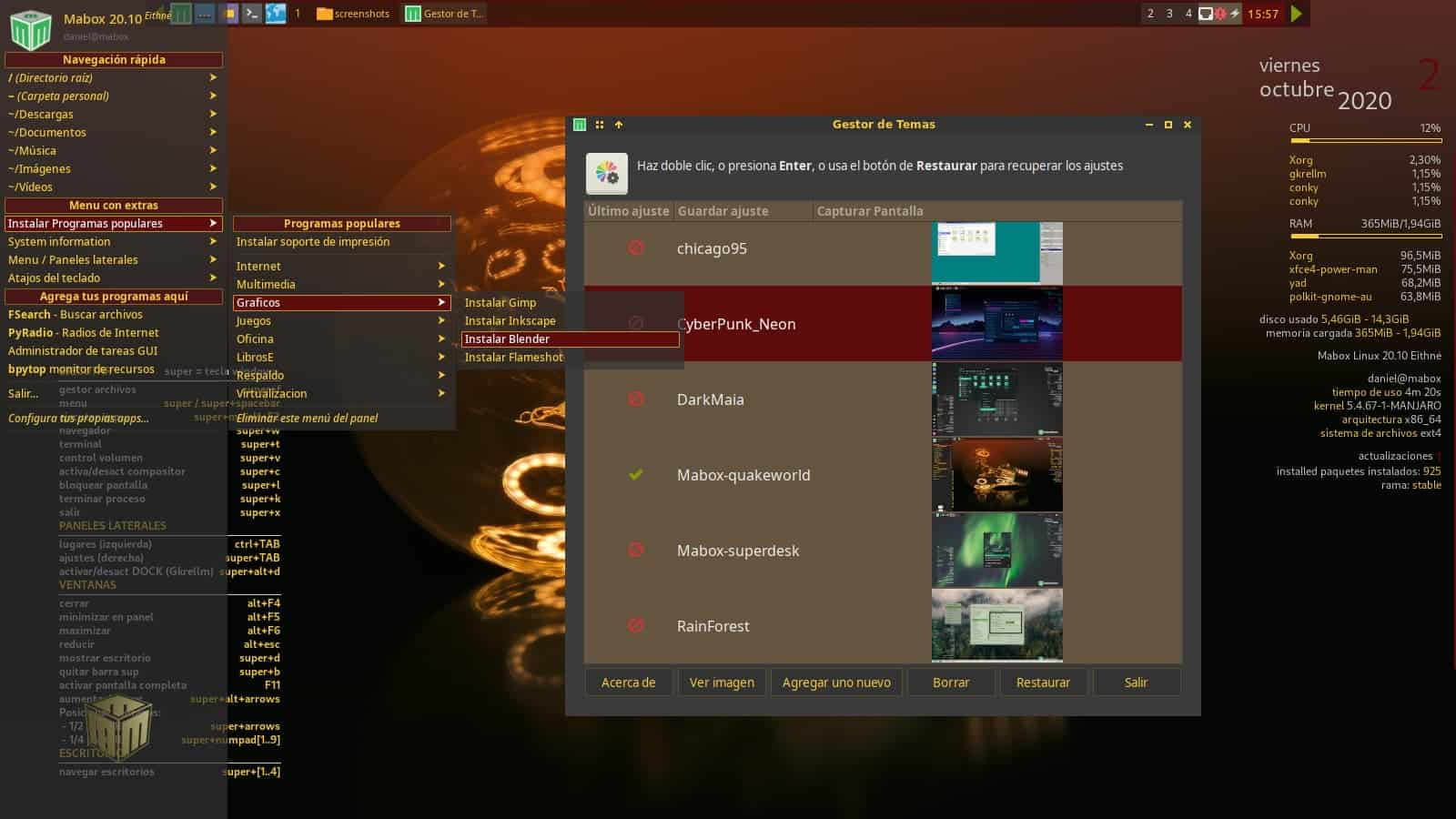 Mabox Linux 20.10 é um Manjaro Spin com Lightweight Openbox WM