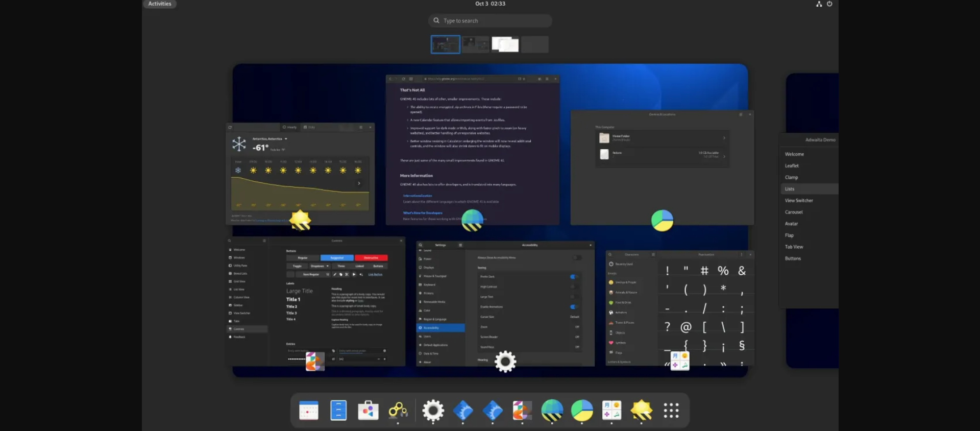 GNOME 42 Desktop tem opção de tema escuro