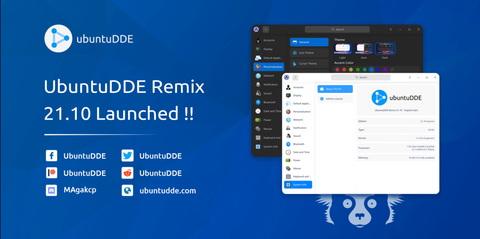 Distribuição Linux UbuntuDDE Remix 21.10 é lançada alguns meses depois do Ubuntu 21.10