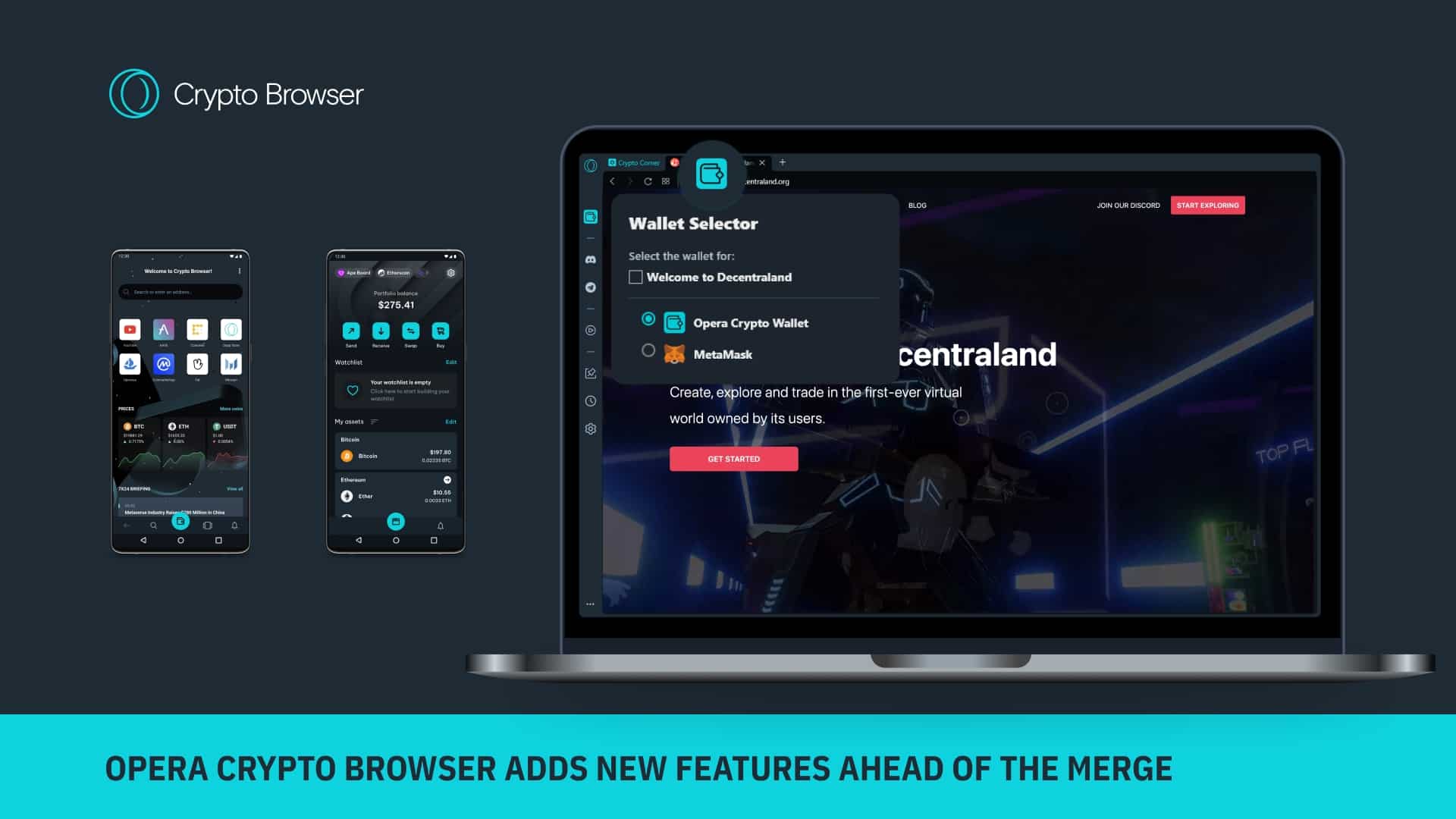 Opera Crypto Browser suporta Metamask