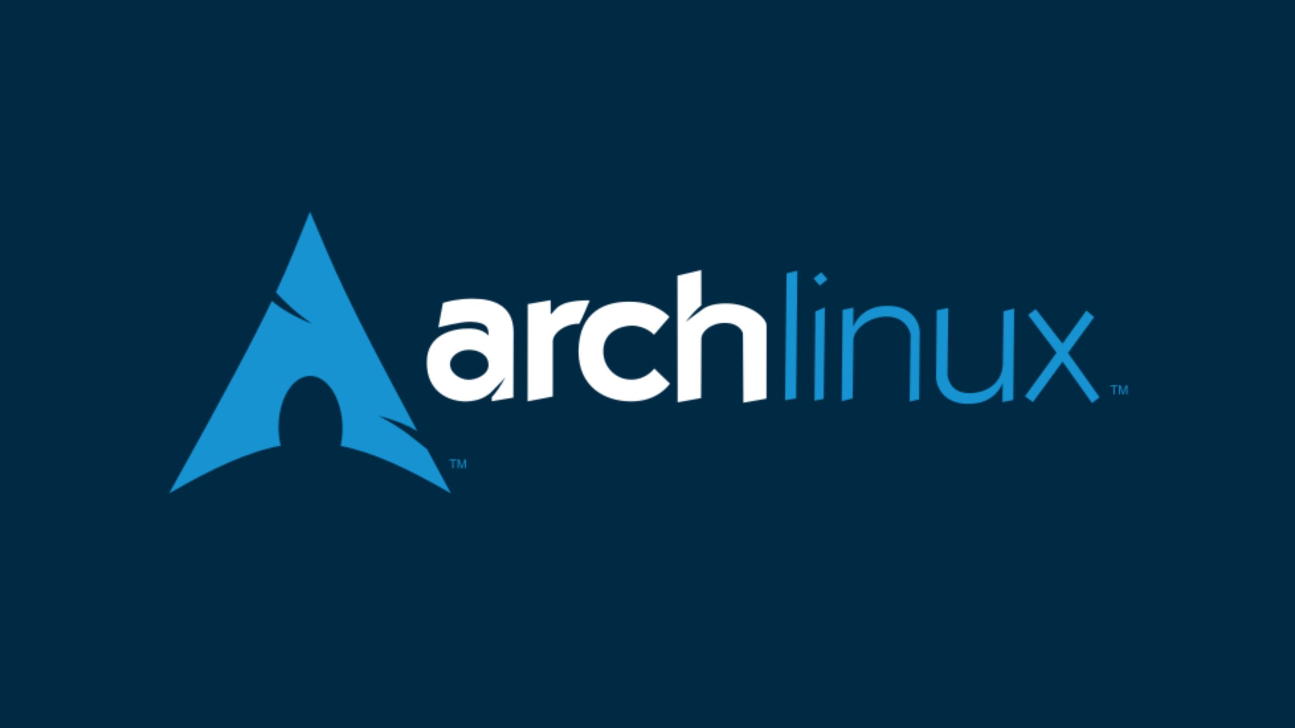 Logo do Arch Linux com um fundo azul escuro sinalizando que há uma novidade lançada pelo Arch Linux.
