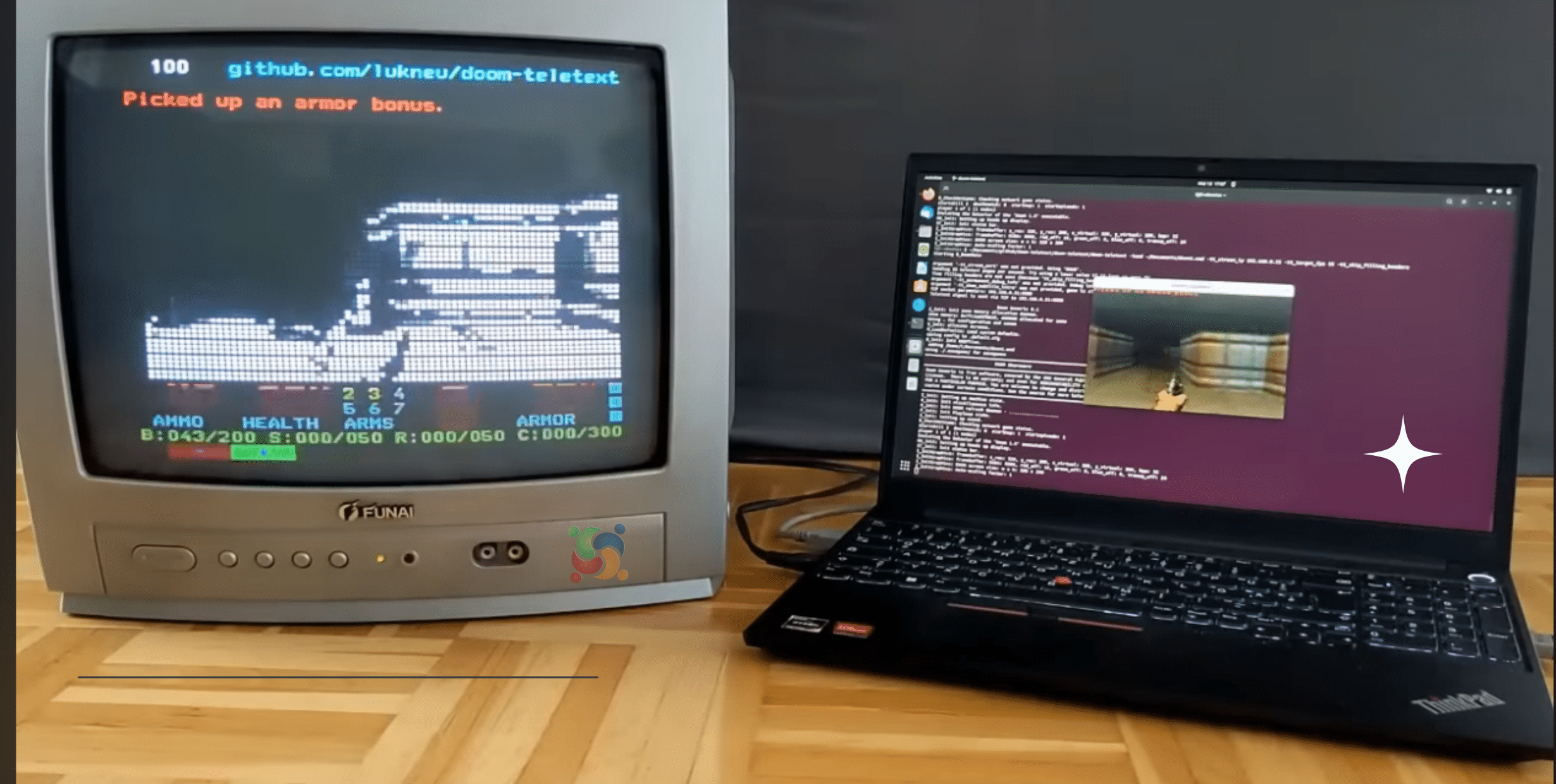 Usuário renderiza Doom em teletexto
