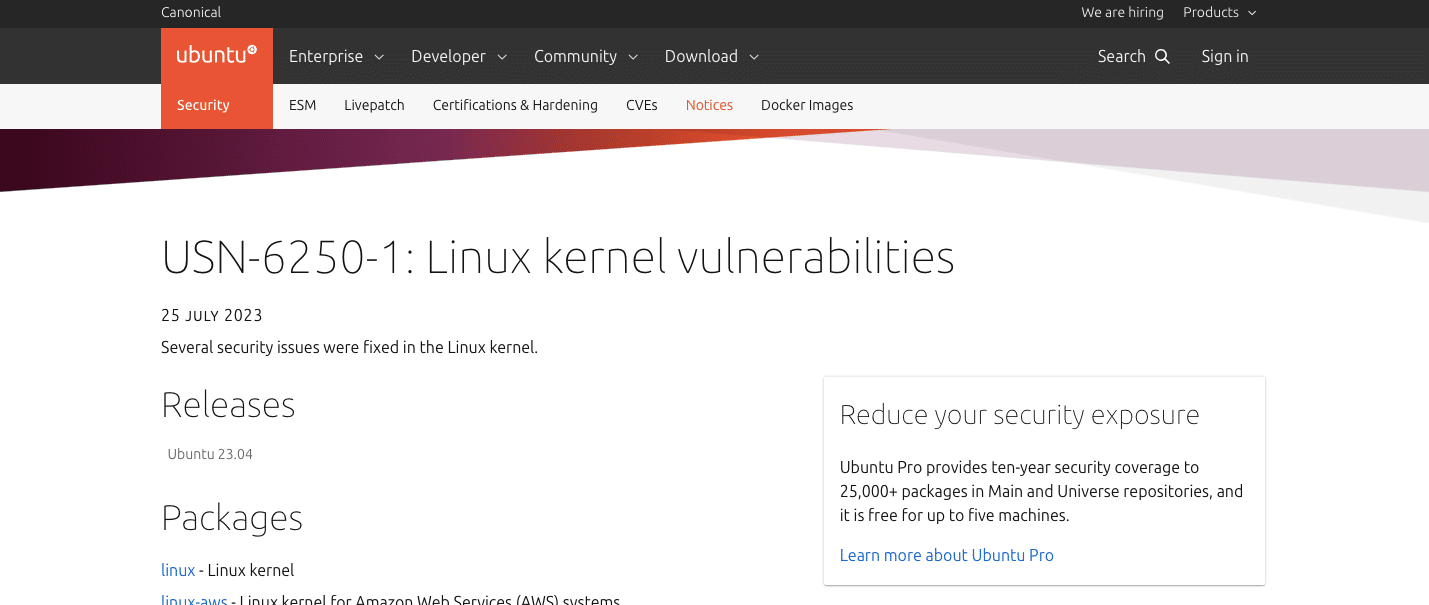 USN 6250 1 Linux kernel vulnerabilities Ubuntu security notices Ubuntu