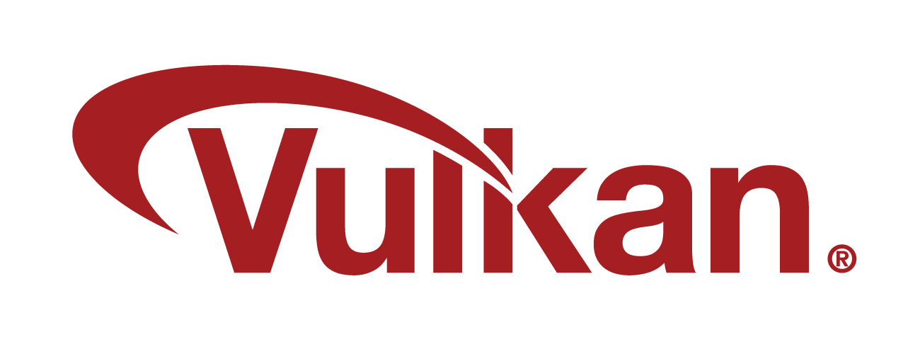 Logotipo do Vulkan, com letras vermelhas estilizadas em um fundo transparente