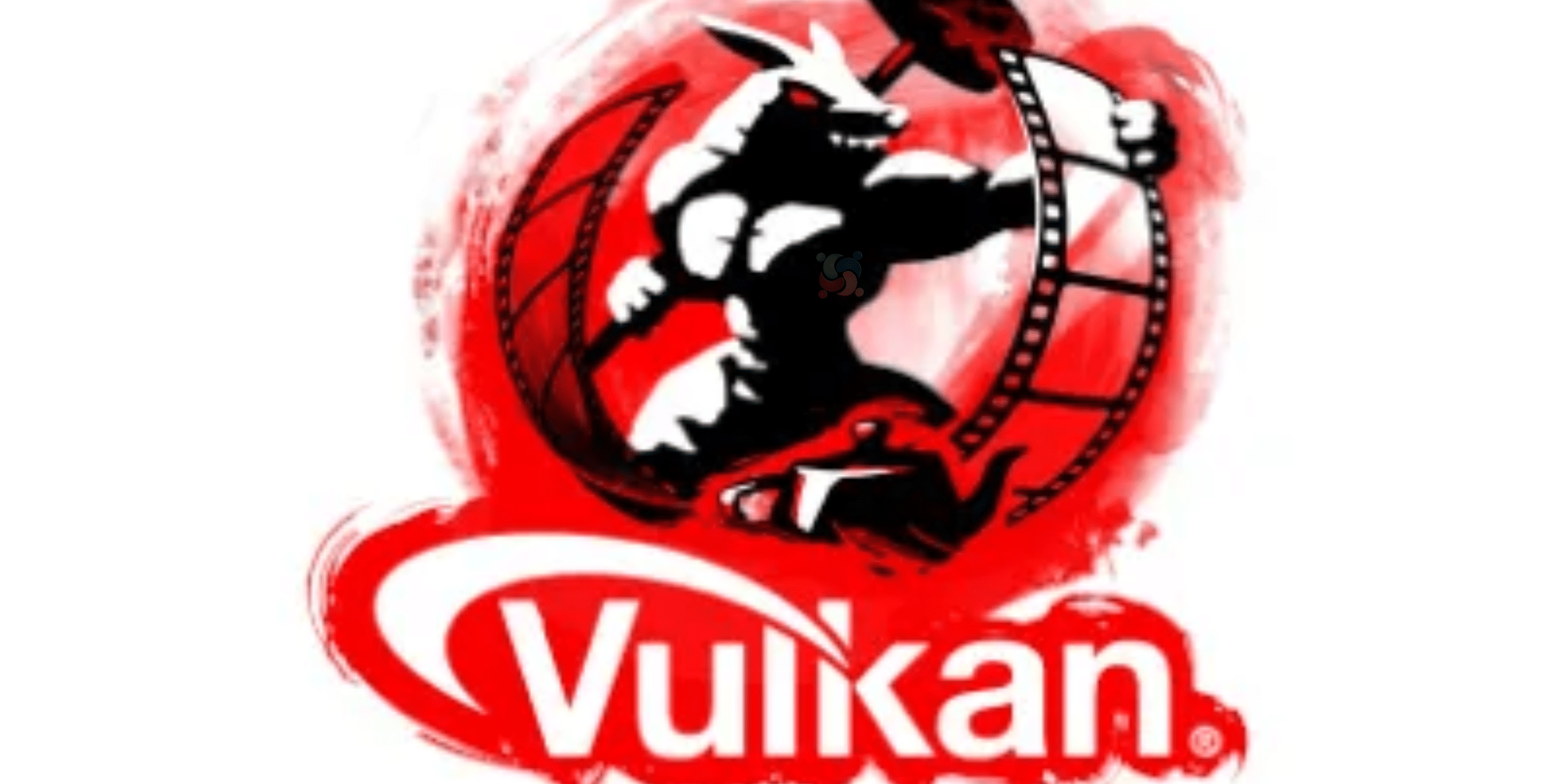 Logotipo do Vulkan, com letras vermelhas estilizadas em um fundo transparente