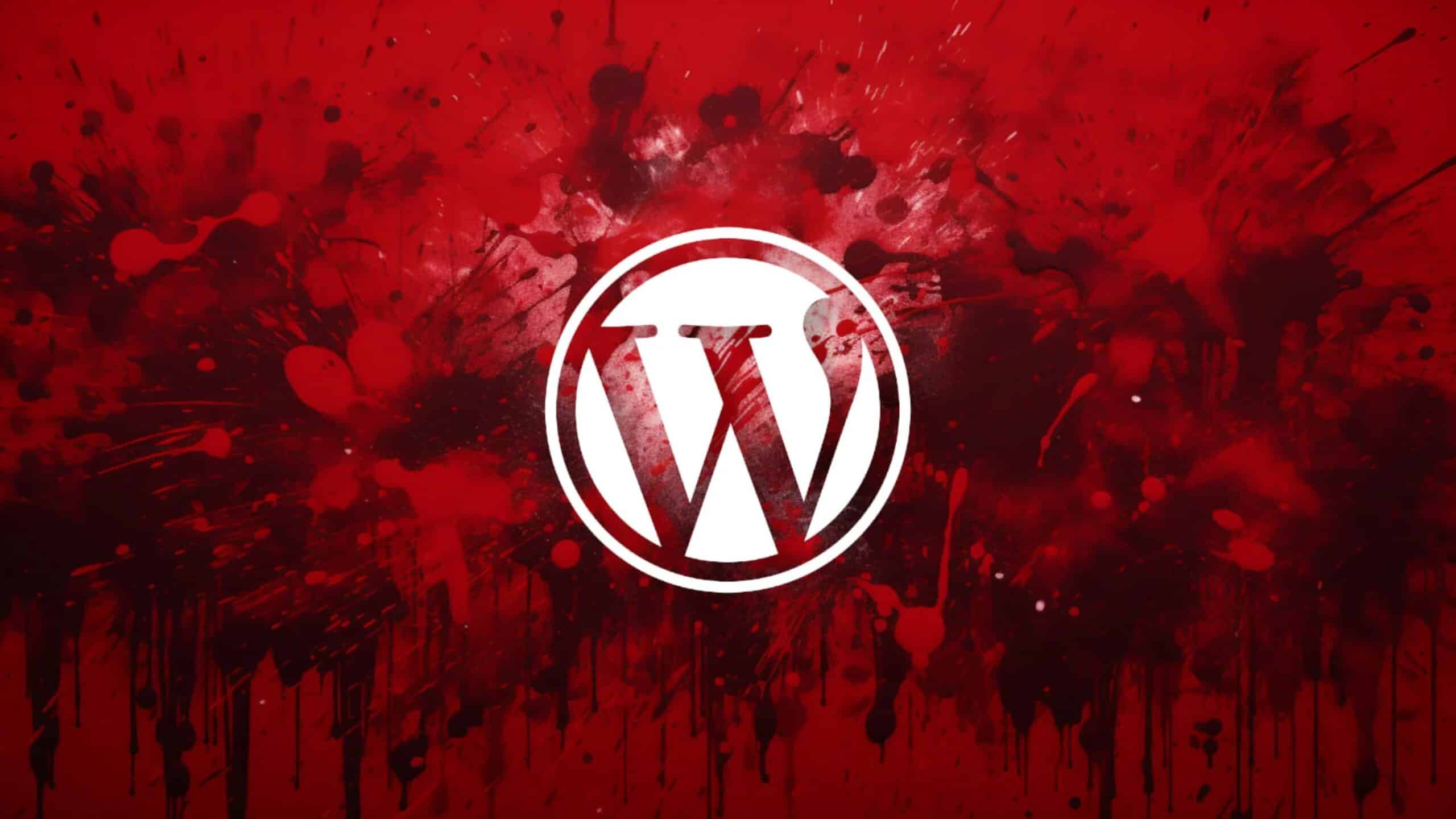 Imagem com a logomarca do WordPress com fundo vermelho
