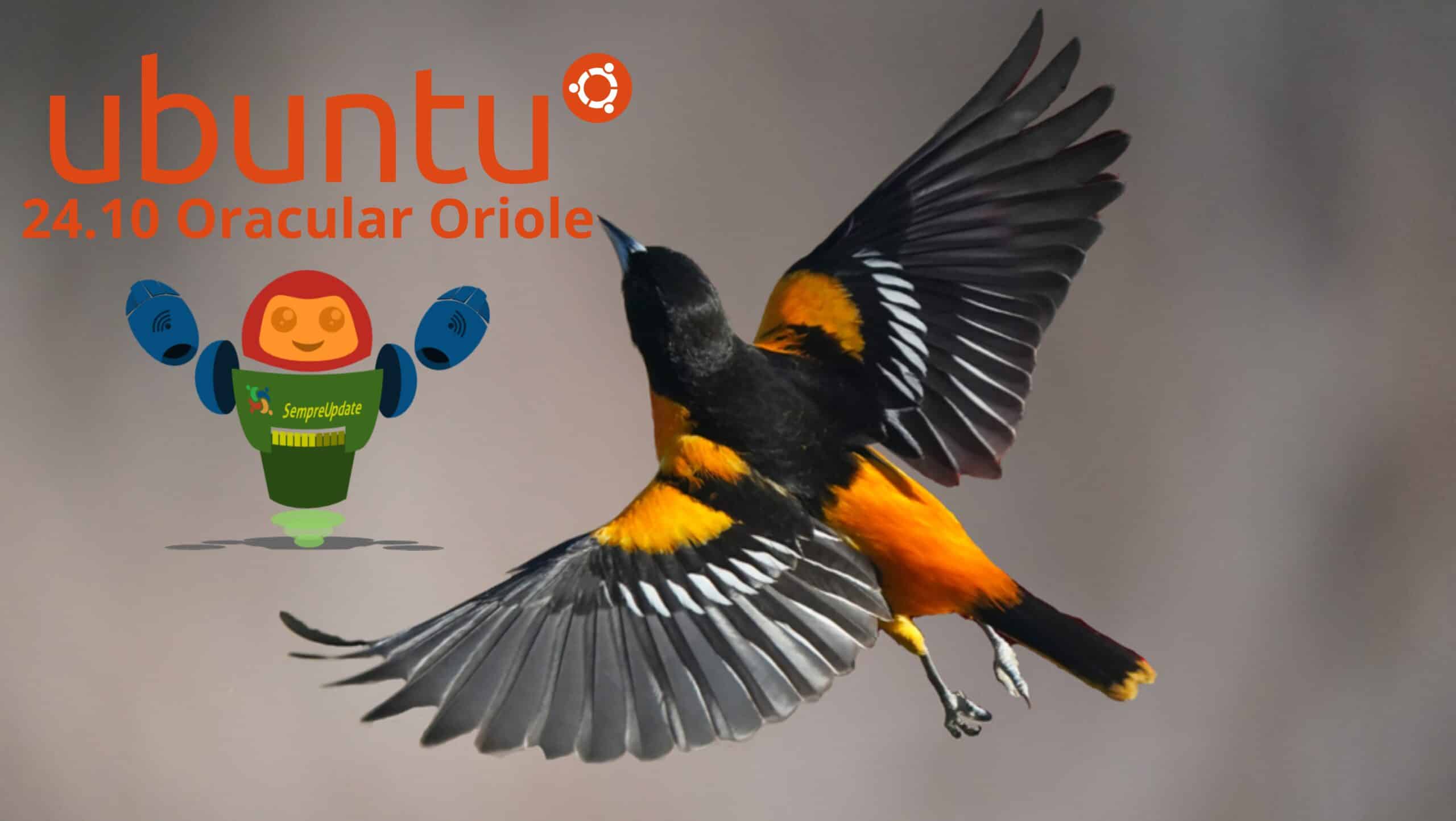 Imagem com a logo do Ubuntu e o codinome Ubuntu 24.10 .