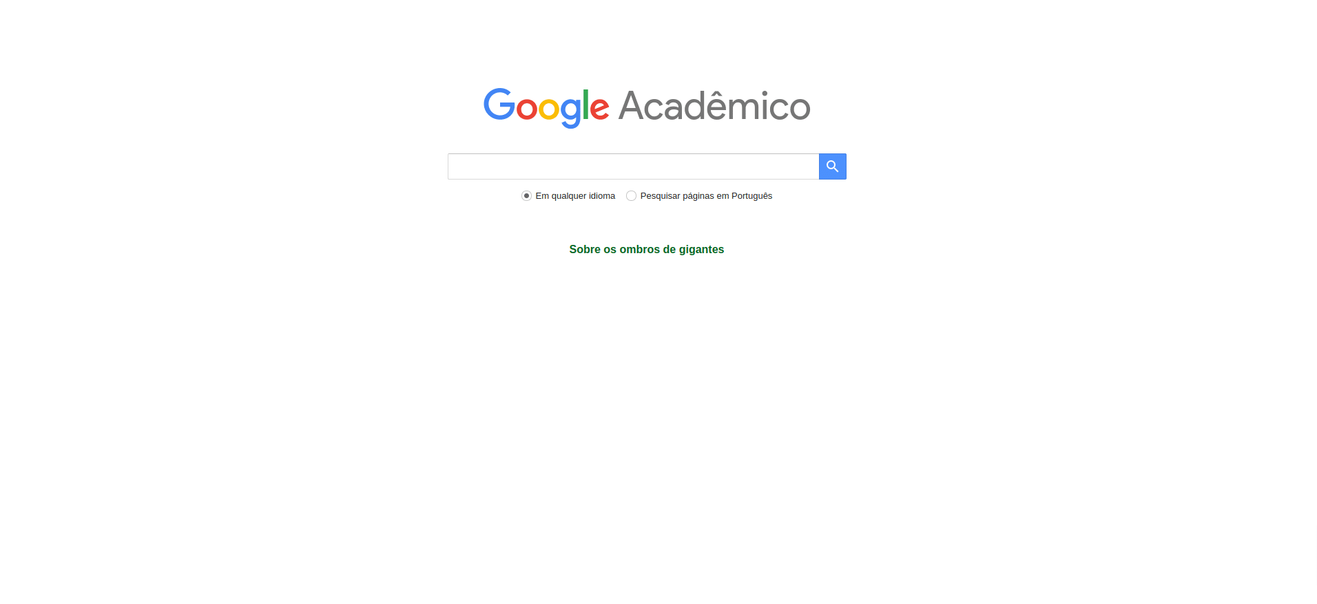 página inicial do Google Acadêmico