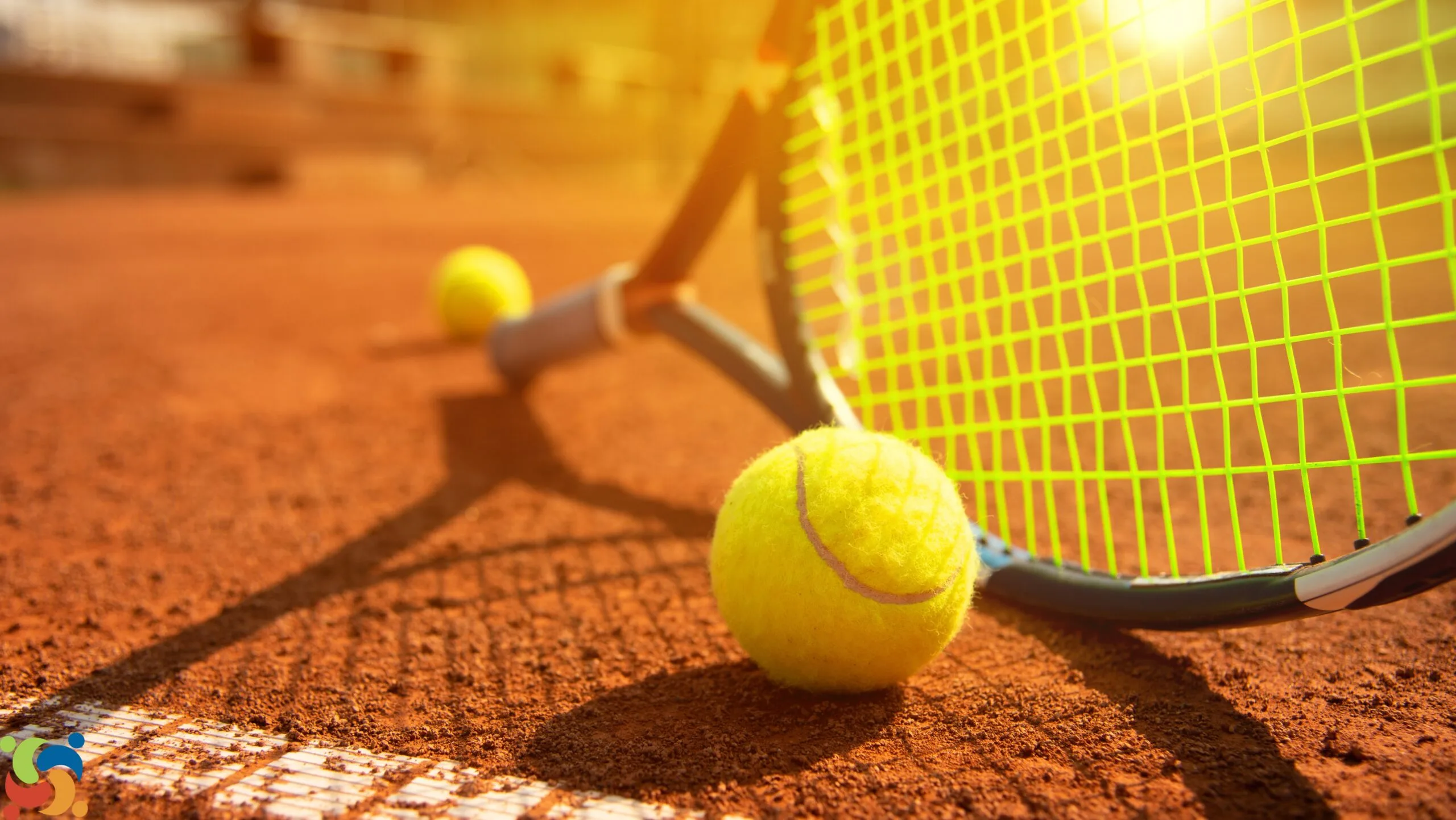 na imagem uma boa de tenis e uma raquete de tenis