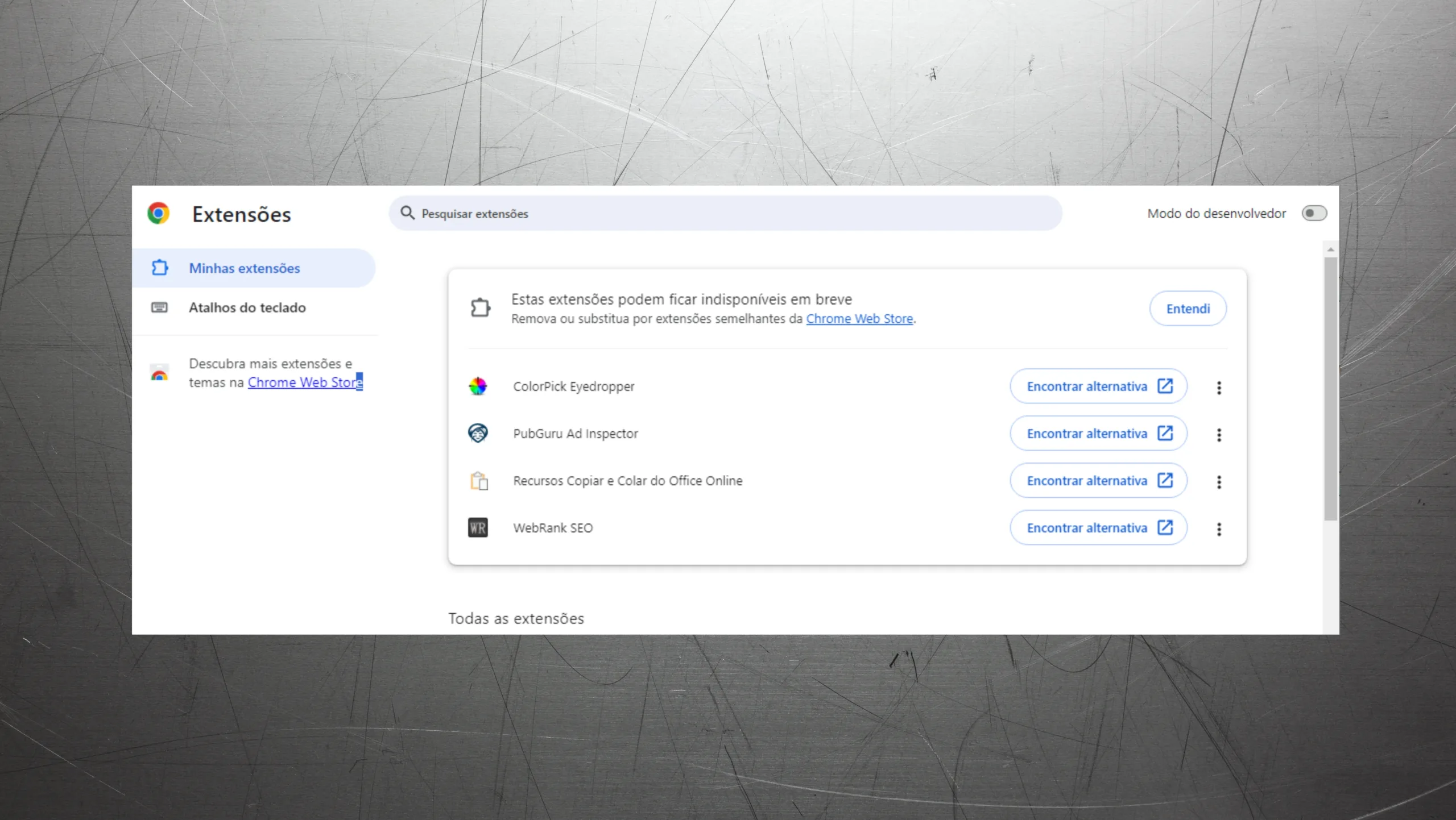 Mudanças na página de extensões do Chrome: O que você precisa saber 2 3teFBrRI extensoes podem ficar indisponiveis em breve