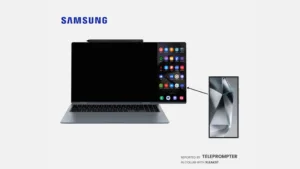 Imagem com um notebook rolável de patente da Samsung