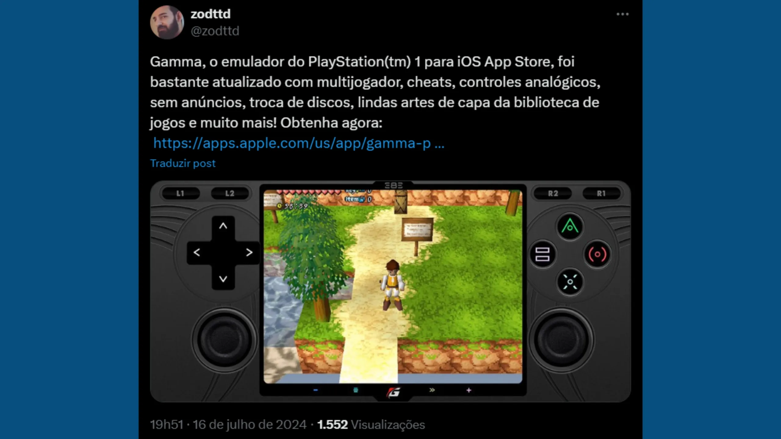 Imagem com post do X