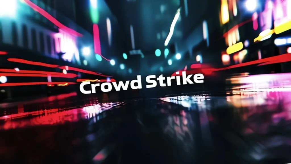 Imagem com o nome do Crowd Strike com fundo embaçado