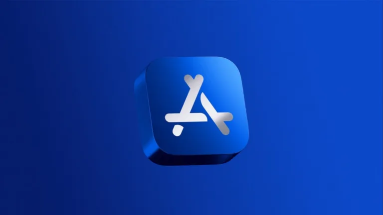 Imagem da logomarca da App Store com fundo azul