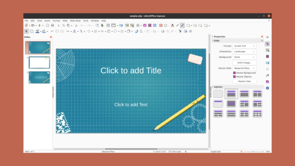 Imagem com interface de software alternativo ao PowerPoint