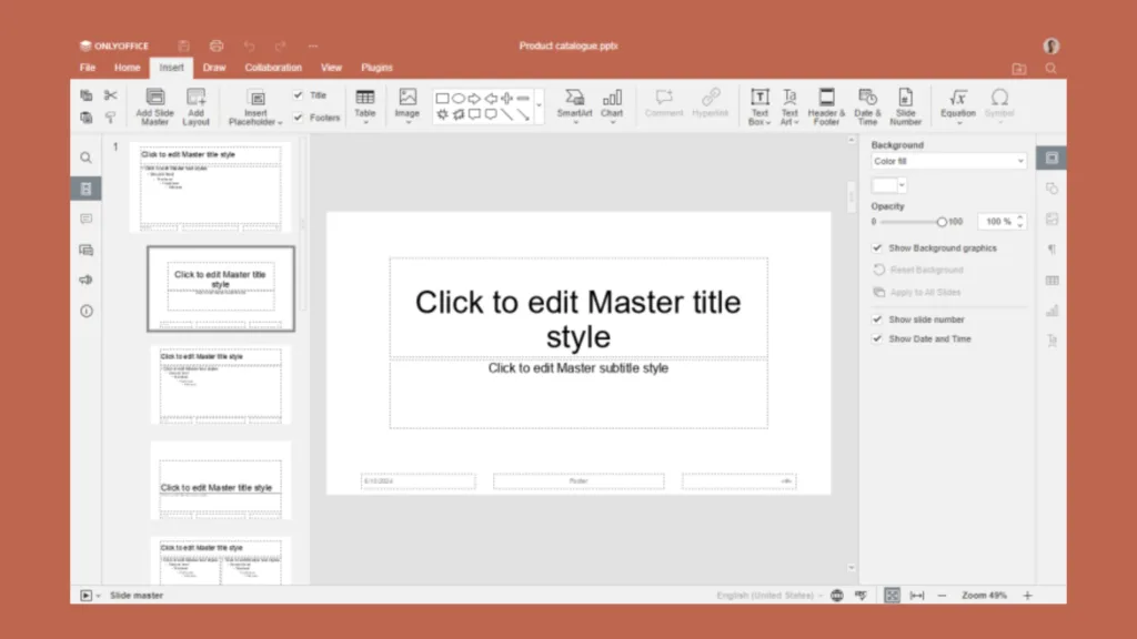 Imagem com interface de software alternativo ao PowerPoint