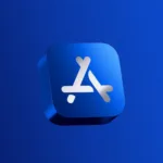 Imagem da logomarca da App Store com fundo azul