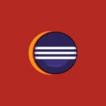 Imagem com a logomarca do Eclipse IDE com fundo vermelho