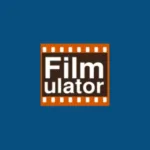 Imagem com a logomarca do Filmulator com fundo azul