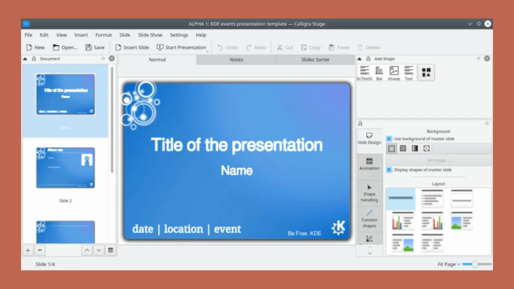 Imagem com interface de software alternativo ao PowerPoint