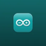 Imagem com a logomarca do Arduino IDE v2 com fundo verde