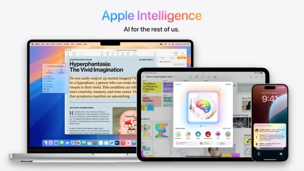 Imagem mostrando o Apple Intelligence