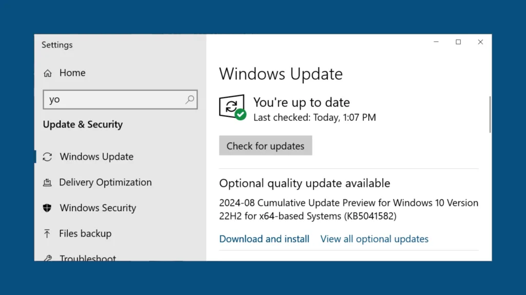 Imagem com interface de atualização do Windows 10